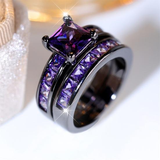 1 Pair Couple Rings Geometric Rhinestone Decor Symbol of Love And Unity Anniversary Ring Copper Proposal