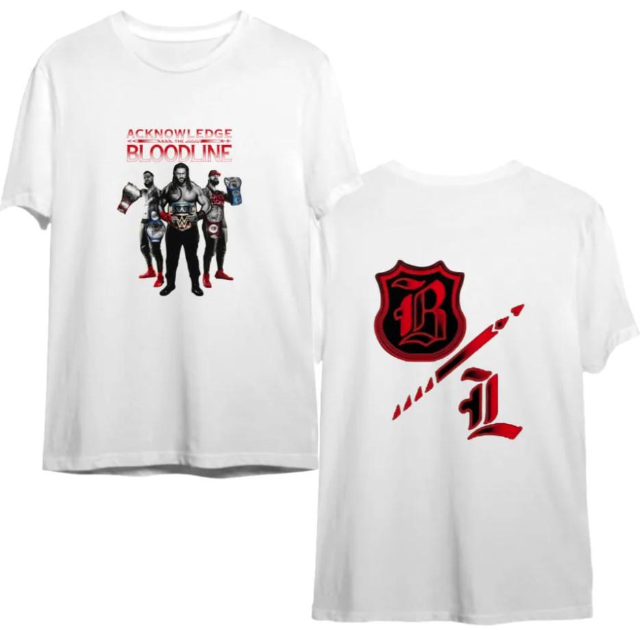 

Редкий Роман Рейнс #034;Признайте Кровную Линию#034; Двусторонняя футболка WWE S