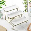 3-Tier Serving Tray Tiered Food Serving Platter Reusable Space-Saving Party Fruit Dessert Cupcake Display Holder with Metal Stand