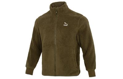 Velvet Jackets Men's Army Green Stand Collar Thickened And Fleece Lined 537699-62