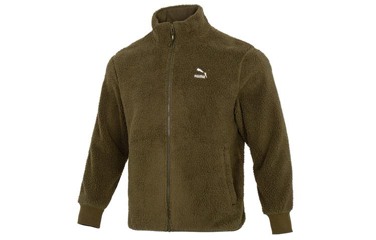 PUMA Velvet Jackets Men s Army Green Stand Collar Thickened And Fleece Lined 537699-62 2XL