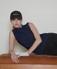 5HOURS Airy Mesh Mock Top _ Navy