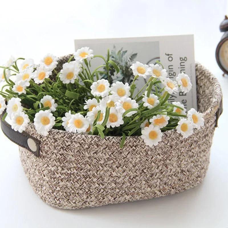 Mode Aufbewahrungskorb Schreibtisch Gewebtes Baumwollseil Verdickte Baumwolle Schlichtes Zimmer Snack Kosmetikbox Decke Wäsche Spielzeug Zubehör