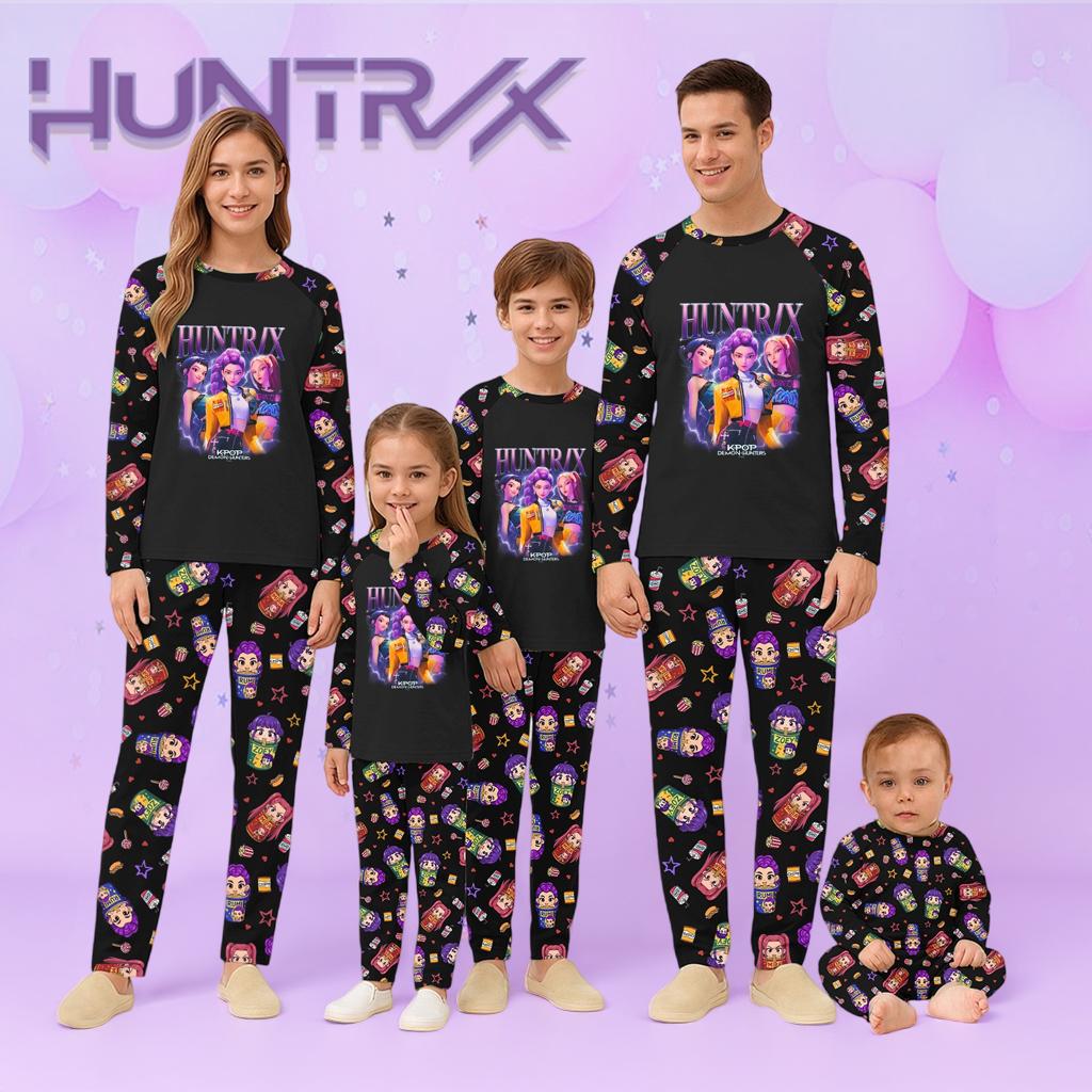 Cartoon Letters Print Family Matching Long Sleeved Parent-child Suit Home Clothes Suit Fall