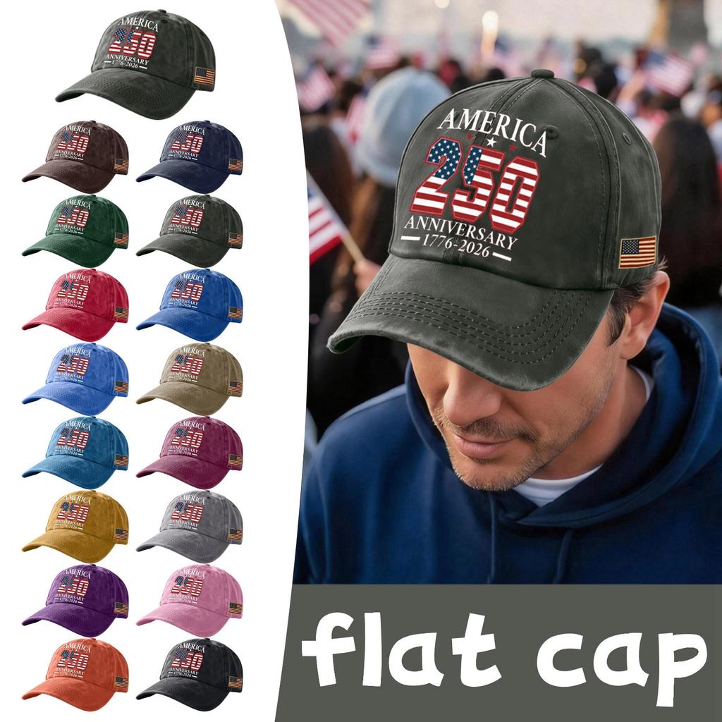 Unisex USA 250th Anniversary Printed Distressed Washed Baseball Cap | Patriotic Vintage Hat For Celebrations