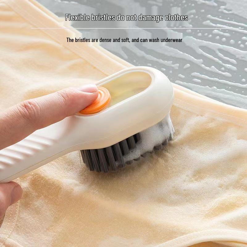 Press-to-Dispense Multifunctional Cleaning Brush with Handle for Bathroom, Kitchen, Crevices, and Floors