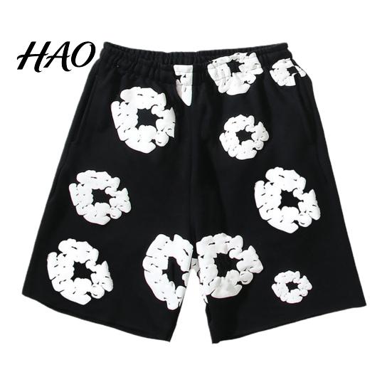 Men Daily Short Pants Summer Shorts Flower Print Drawstring Elastic Waist Loose Pockets Street Style Pleated Vacation Beach Sport Casual Homewear