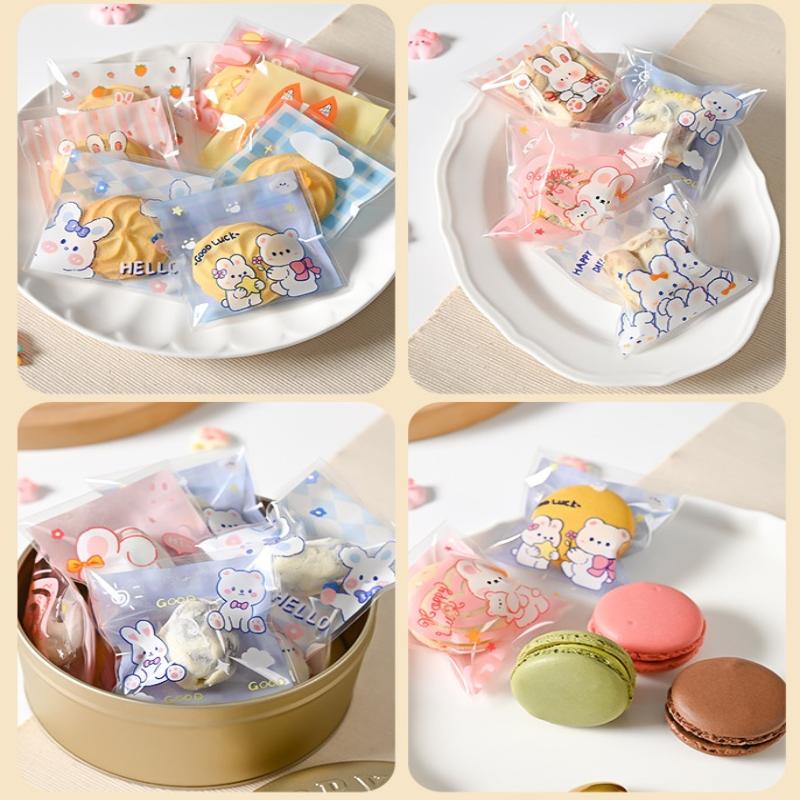 100 Pcs Cute Print Opp Bag, Gift Candy Decorative Bag, Birthday Party Wedding Dinner Gift Bags