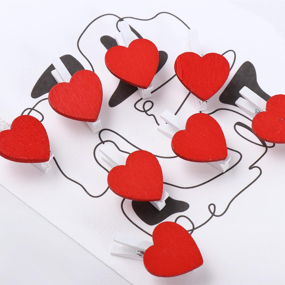 

Wedding Decor Mini Clips Stationery Heart Love Wooden Clips Photo Clips Postcard Clips Clothespin 20Pcs