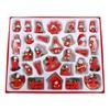 30pcs Xmas Ornaments Various Shapes Hanging Wooden Cartoon Ornaments for Xmas Tree Wreaths Doors Windows Red