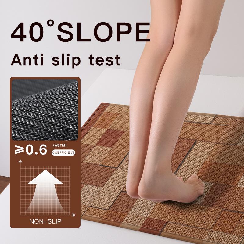 Bio-Leinen Badematte & Badezimmerteppich, Duschvorleger mit rutschfester Gummiunterseite, Schnell absorbierend, Umweltfreundlich für Badezimmer