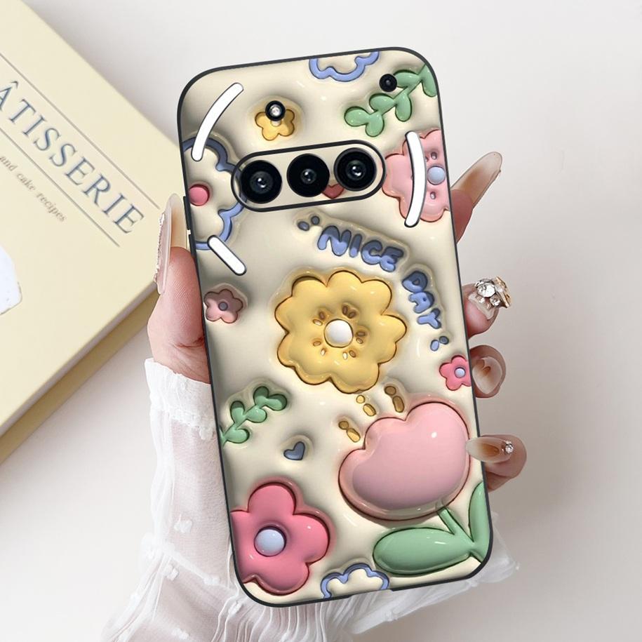For Nothing Phone 3A Case A059 Cover Fashion Flower Soft Silicone Black Shockproof Cover On Nothing Phone3A 3 A 3APro A059P Capa