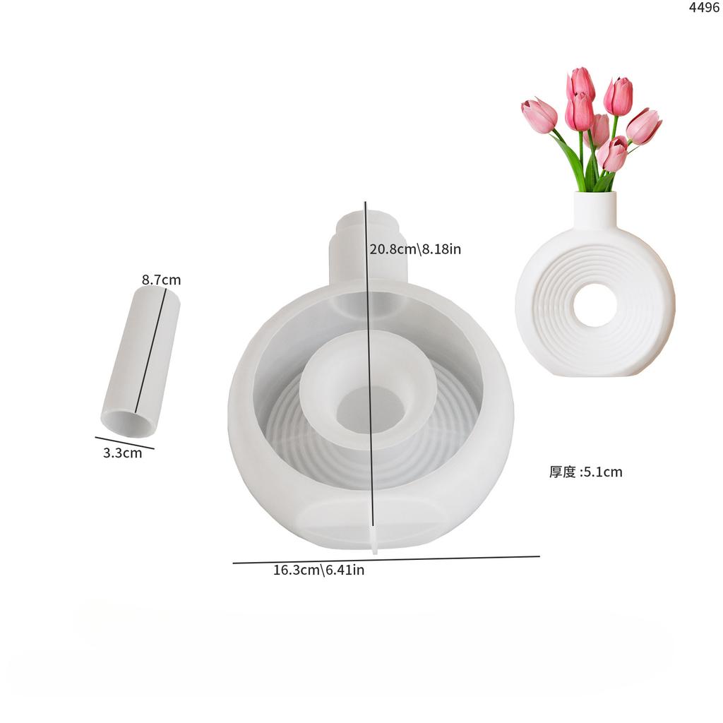 Circle Vase Silicone Mold, Oval, Circle, Stripe, Ins Style, Large Ornament, Donut, Flower Vase Mold