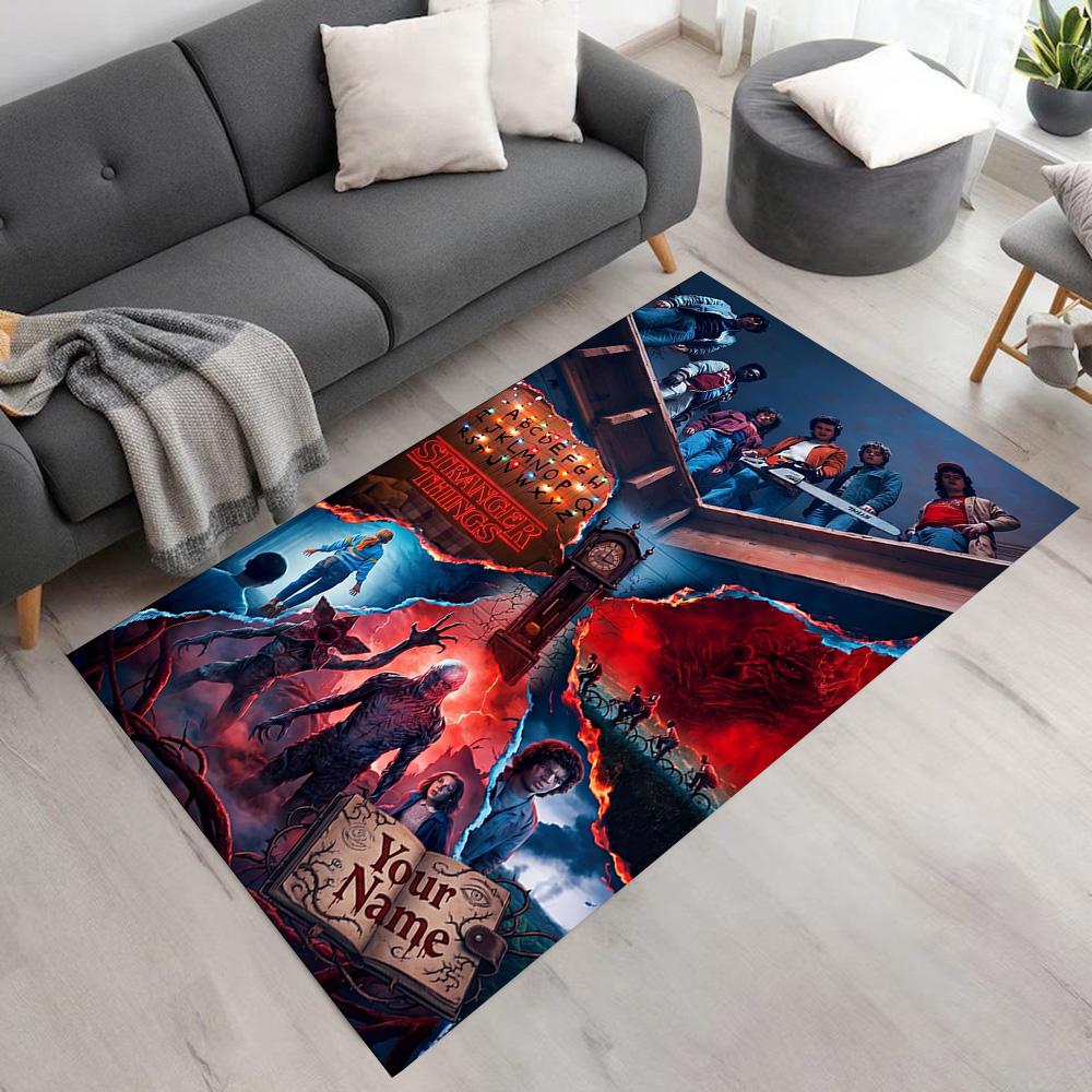 Stranger Things Customize Your Name Area Rug Perfect for Playrooms Decorate room Hallway Balcony Anti-slip Rug Anime Office Decor