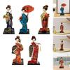 Asian Statue 9 Inch Ornament Collectible Figurine Japanese Kimono Geisha Doll for Entrance Bookshelf Bedroom Table Cabinet