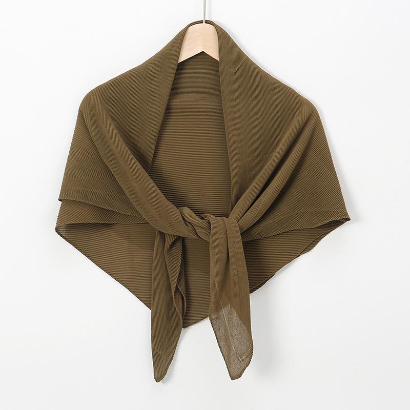 New hot-selling chiffon crumpled square scarf, solid color fashionable pleated shawl bag head multi-purpose yarn scarf