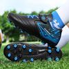 A Pair of Boys and Girls Four-season Leather Football Boots with Long Studs Wear-resistant Football Shoes Sizes 31-39