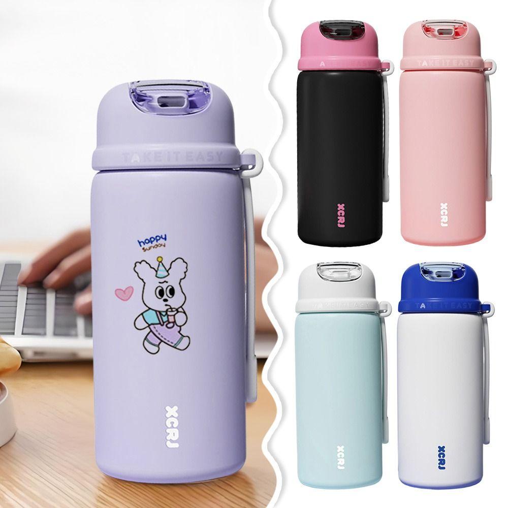 Cute 420ML Thermal Cup Large Capacity Cartoon Pattern Vacuum Cup Leakproof Reausable Water Cup Drinkware