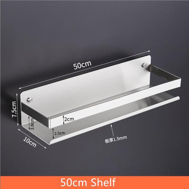 Koupelnová police Nerezová ocel Čtvercové rohové police Držák na ručníky Držák na šampon do sprchy Kuchyňský stojan na koření