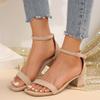 Women Sandals Summer Sandals Fashion Square Low Ladies Elegant Dress High Heels Sandal Shoes Outdoor Casual Slides Women Sandal