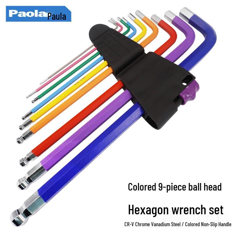 Paola 9-Piece Ball-End Metric Extra-Long Hex Key Wrench Set (1.5-10mm)