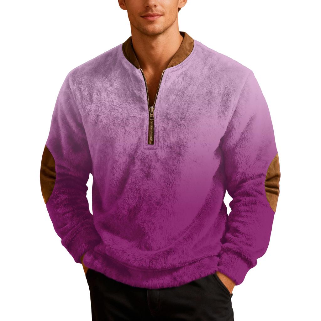 Sweat-shirt de sport décontracté pour homme à imprimé dégradé, rétro, à manches longues et demi-fermeture éclair
