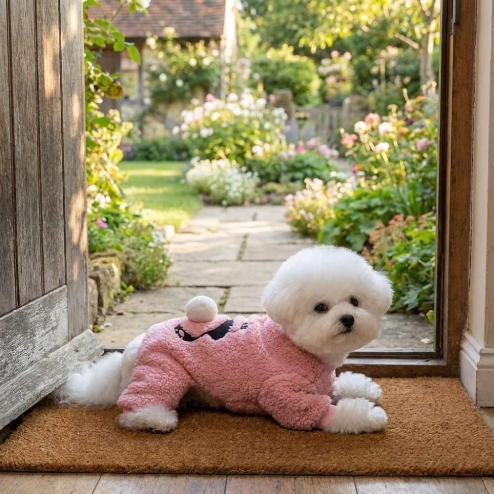 Cartoon Dog Four Legged Clothes Thickened Warm Cat Thermal Coat Dog Plush Jumpsuit Autumn Winter