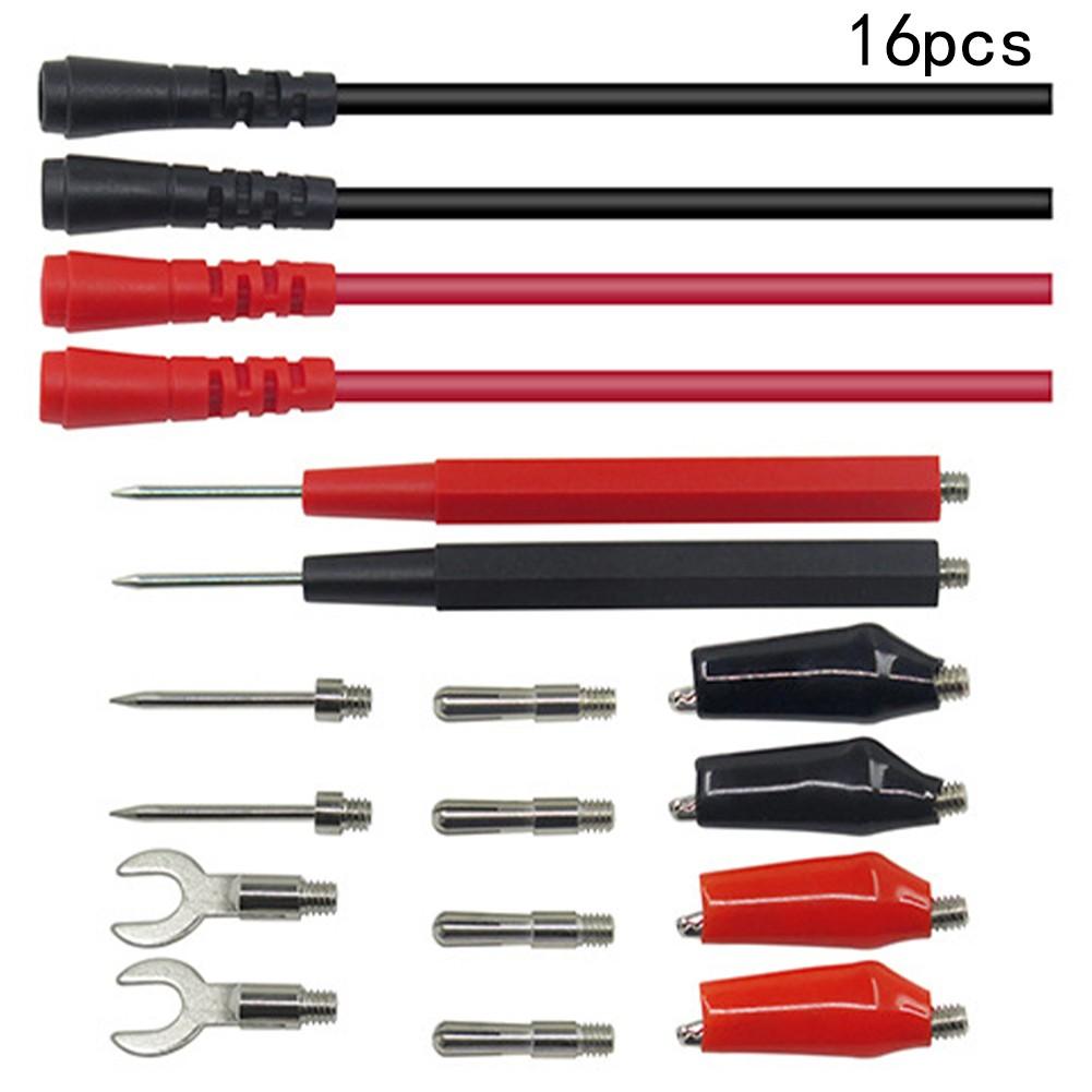 16-Piece Multimeter Test S Probe Voltmeter For Alligator Cable Clip Kit