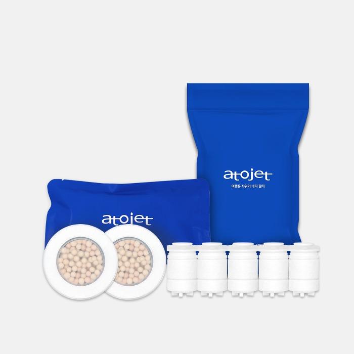 atojet Mini Filter Shower Head Travel Set – Lightweight 5-Step Filtration for Clean Water, Korean