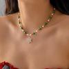 Christmas Series Fashion Beaded Pendant Necklace for Women Xmas Tree Snowflake Crystal Exquisite Charming Gift Cute Jewelry