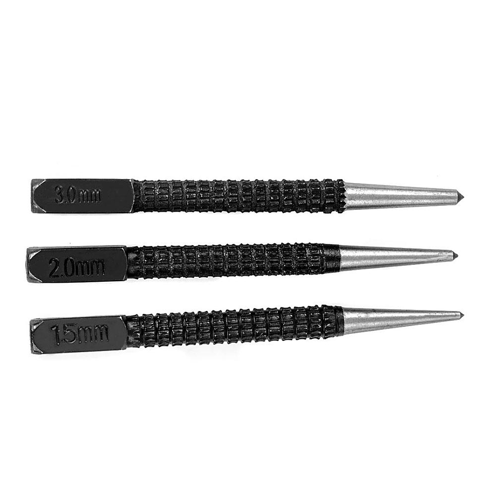 1.5mm/2mm/3mm Metal Center Pin Punch Spring Loaded Marking Starting Holes Tool Wood Press Dent Marker Woodwork Tool Drill Bit