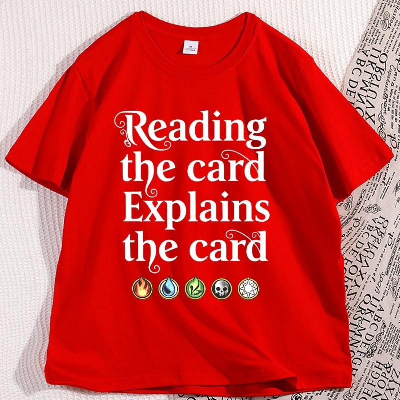 

Футболка с принтом Reading The Card Забавная футболка для геймеров Мужская Женская Свободная с печатным рисунком Мягкая с коротким рукавом Мужская футболка Streetwear S
