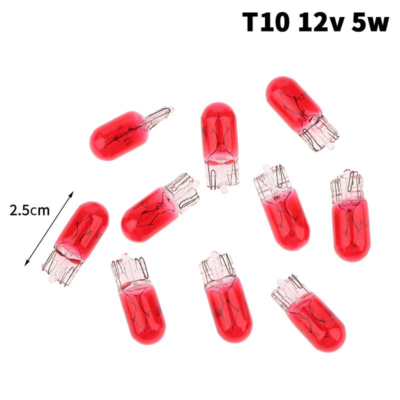10Pcs 24V 1.2W T5 /12V 5W T10 Glass Light Bulb Dashboard Instrument Panel Brake Light Bulbs Headlights Lamp Lights Car Lights