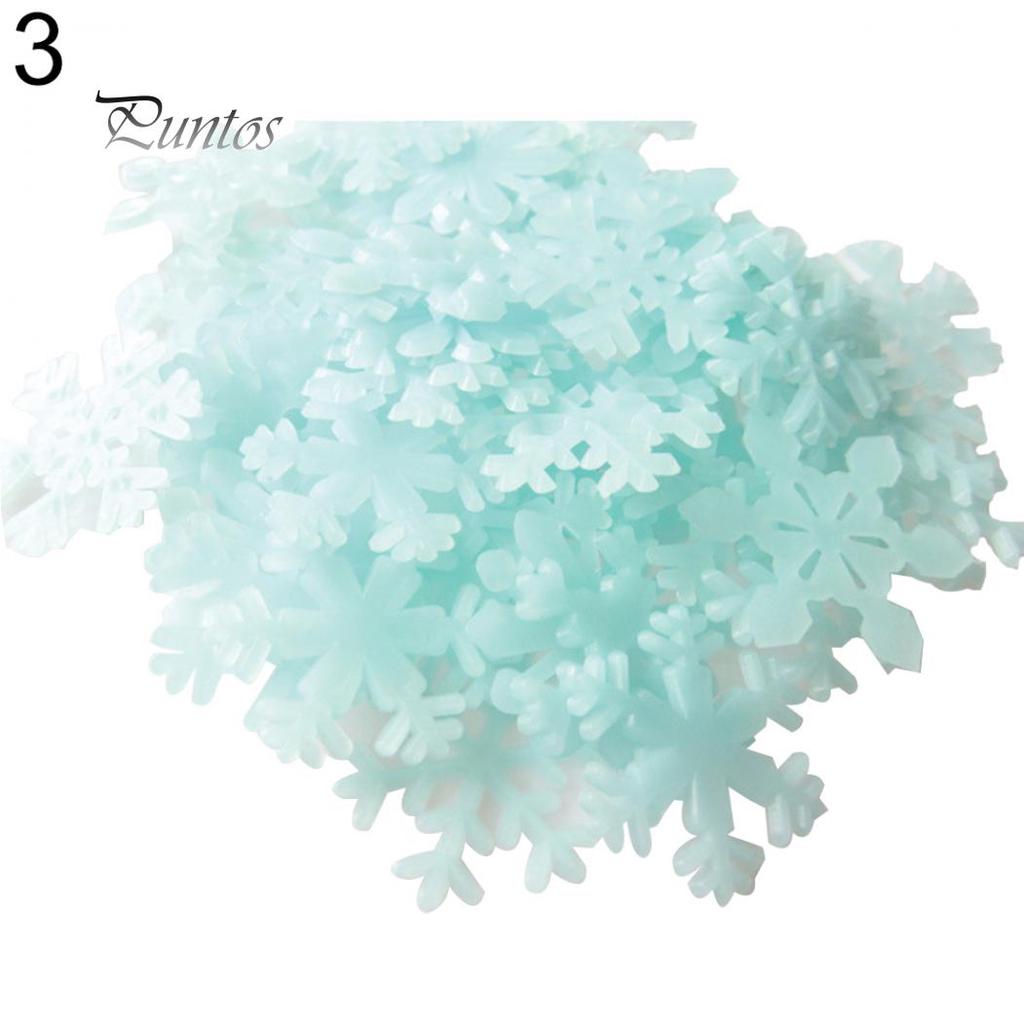 Fashionable 50 Pcs Luminous Snowflake Ceiling Wall Stickers DIY Home Room Xmas Decoration