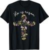 He Is Risen Wildflower Cross Easter Day Christian Girl Women T-Shirt