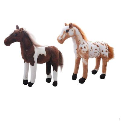 2Pieces Plush Toy Simulation Horse Animal Dolls for Home Decoration StyleF
