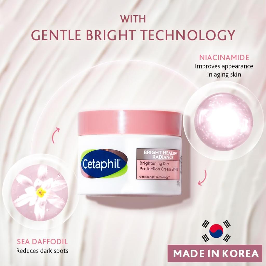 Cetaphil Brightening Day Protection Cream SPF 15 50 g With Niacinamide And Sea Daffodil For Dark Spots And Even Skin Tone