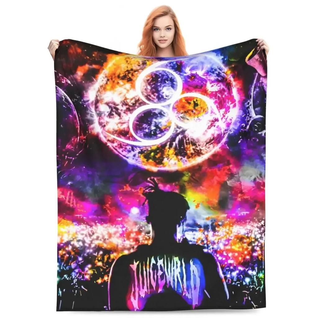 Juice WRLD Music Fuzzy Throw Blanket Xcm for Sofa Bedding The Party Never Ends Funny Lounge Blanket