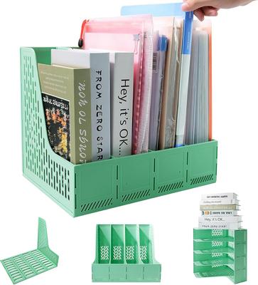 Kunststoff-Zeitschriftenständer, Schreibtisch-Organizer-Aktenordner für Büroorganisation und Aufbewahrung, mit 4 vertikalen Fächern