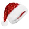 Christmas Santa Hat Red Sequin Edge Festive Party Headwear For Adults Holiday Glittery Xmas Hat Bulk