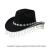 Heavy Diamond Cowboy Hats Tassels Crystal Hat for Disco House Cocktails Parties Vacation Sparkly Tassels for Comedian