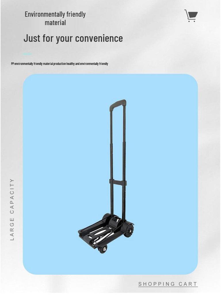Compact Foldable Trolley: Portable Handcart for Supermarket Shopping and Luggage Transport
