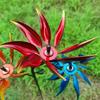 Metal Wind Spinner with Flowers and Butterflies, Three Rotating Flower and Butterfly Windmills for Outdoor Garden Art Decoration