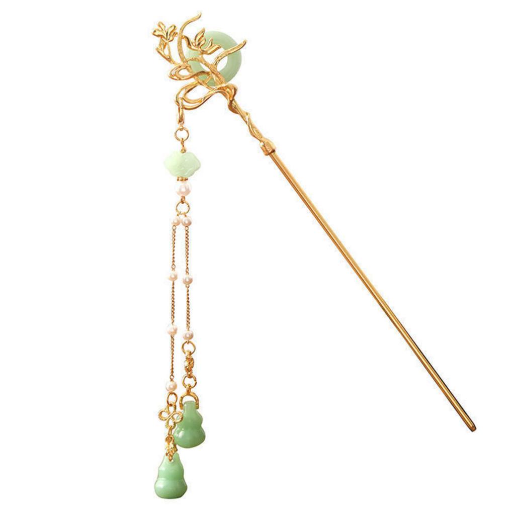 Chinese Style Hair Sticks Vintage Long Tassel Hair Chopsticks with Glaze for Bun Hair Accessories