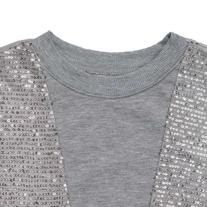 Autumn Women's Sequin Spliced Loose Fit Long-Sleeve Pullover Hoodie
