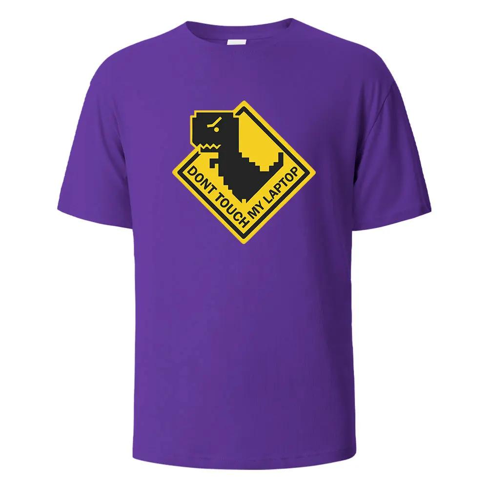 Dont Touch My Laptop Print t shirts 100% Cotton Summer Tees For UnisexOversize Casual Tops t shirts