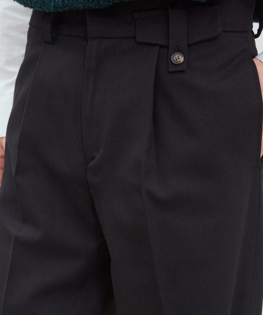 NODU Wide Tuck Slacks [Black]