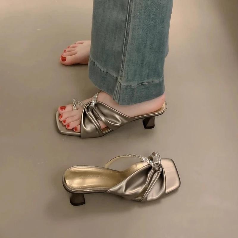 Fashion Women's Slippers and Ladies Sandals Rhinestone Shoes With Heel Low Price Slides 2025 Trend On Offer Top Designs Designer Luxury