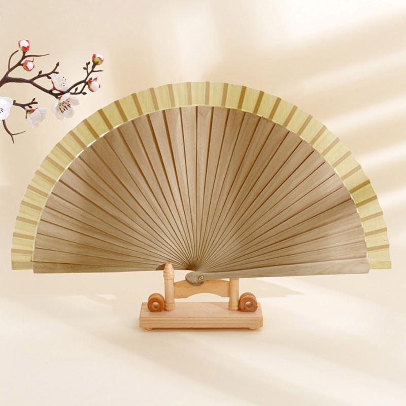 Traditional Wooden Hand Fan Classical Vintage Spanish Solid Color Folding Fan