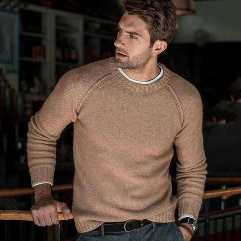2024 Men's Autumn/Winter Casual Solid Knit Sweater